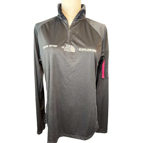 2/$30 The North Face M-L Long-Sleeve Black Pullover Zipper Top - Picture 1 of 15